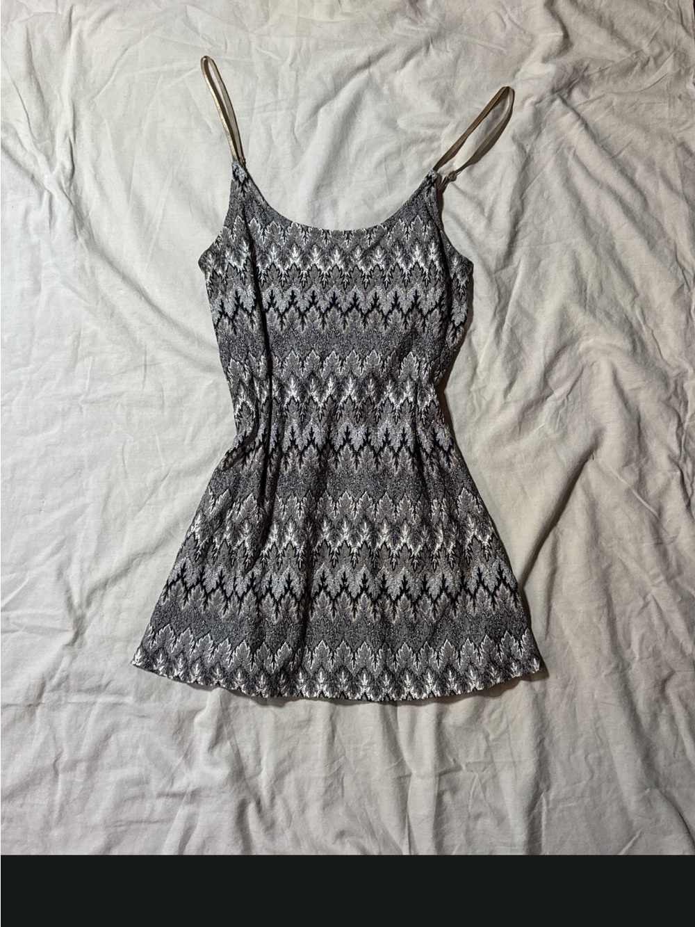 Top / super mini dress with Black & Silver Zigzag Pattern